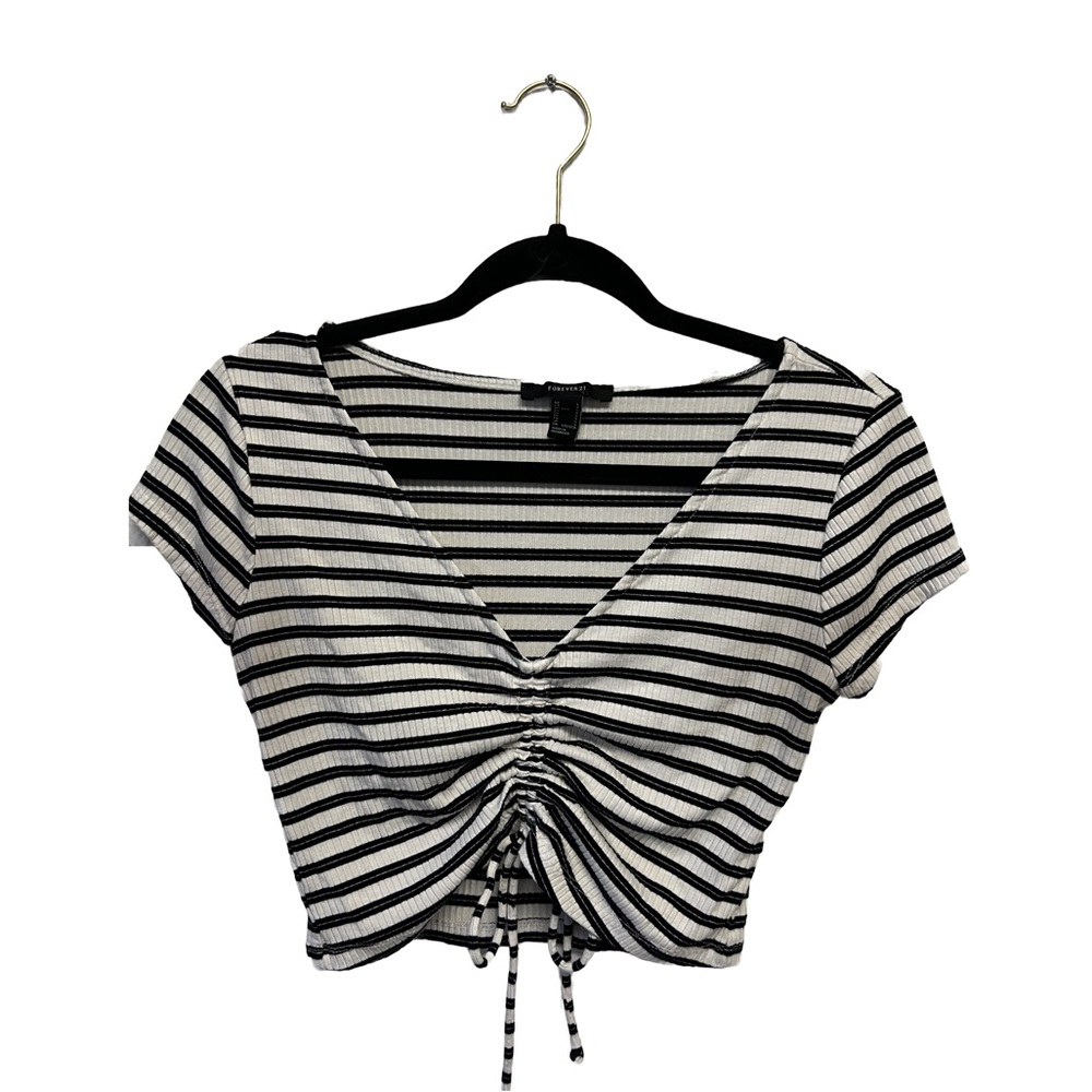 Forever 21 Striped Drawstring Shirt